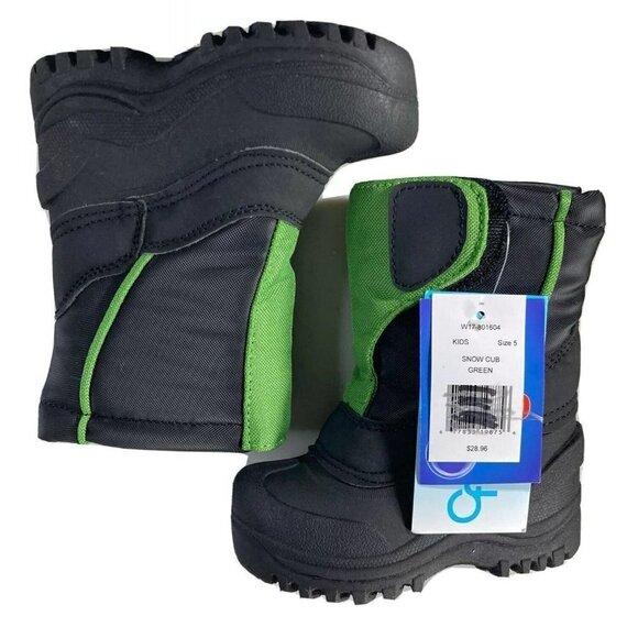 Cold Front Tech Wear Snow Cub Green Black Winter Snow Boots NWT Toddler - Picture 1 of 10